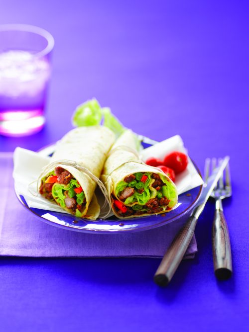 Sweet chilli pork wraps