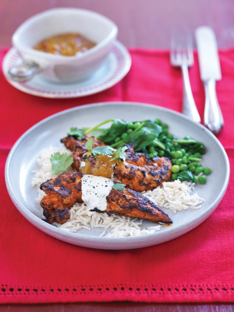 Tandoori chicken with lime raita Tandoori chicken with lime raita