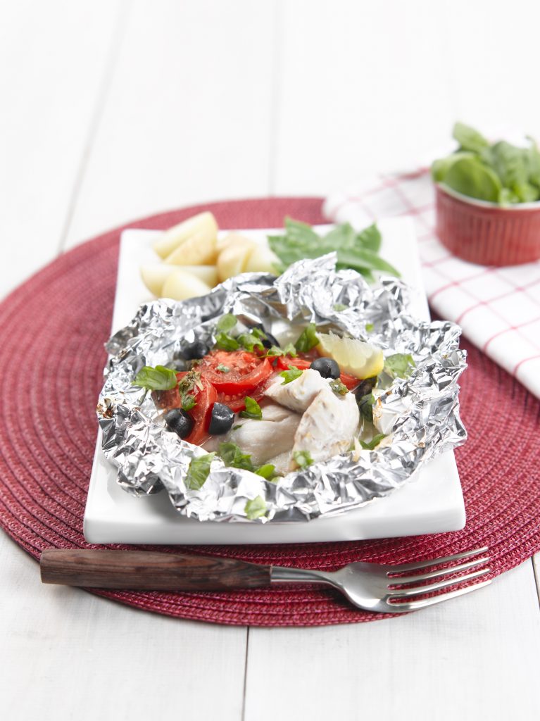 Tarakihi with olives and tomatoes