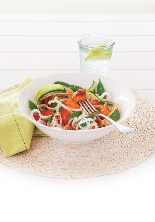 Teriyaki salmon with noodle salad