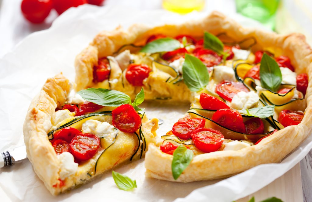 Tomato, parmesan and courgette quiche Tomato, parmesan and courgette quiche