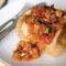 Tuna and basil sauce in jacket potatoes