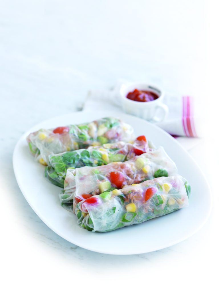 Tuna and avocado rice paper wraps Tuna and avocado rice paper wraps