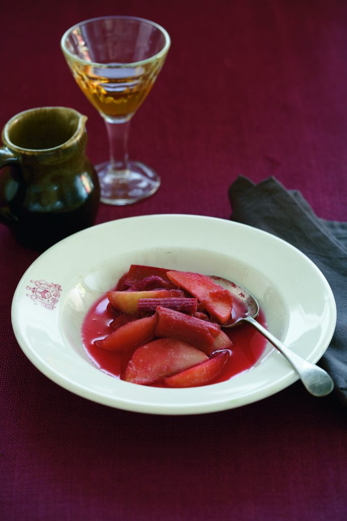 Vanilla-poached rhubarb and apple Vanilla-poached rhubarb and apple