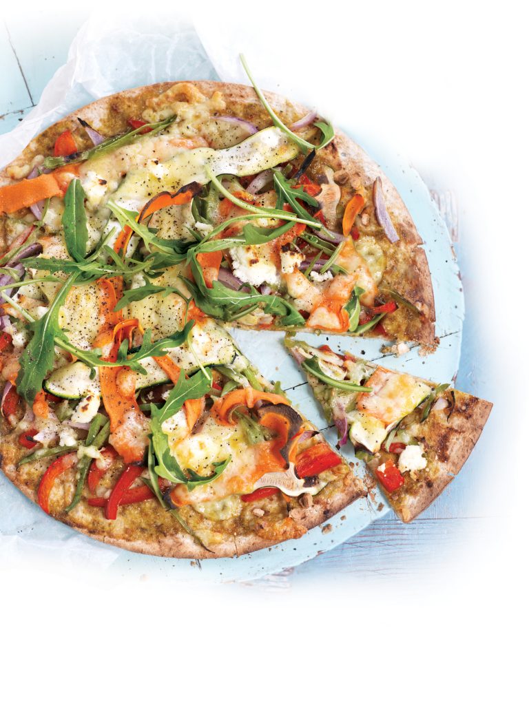Vegetable and pesto pizza Vegetable and pesto pizza
