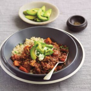 Vegetable, lentil and bean mole