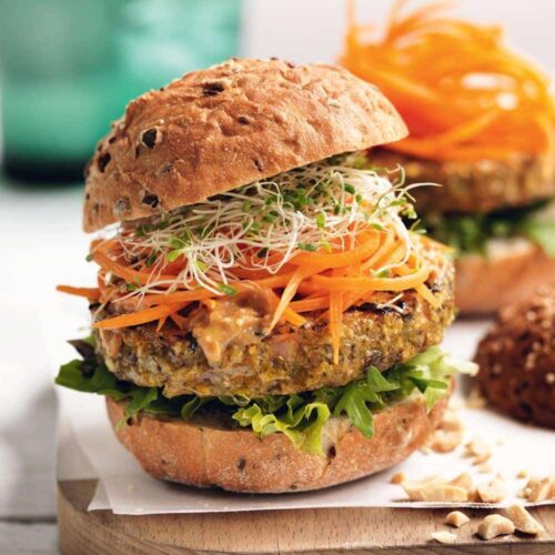 Vegetarian satay burgers