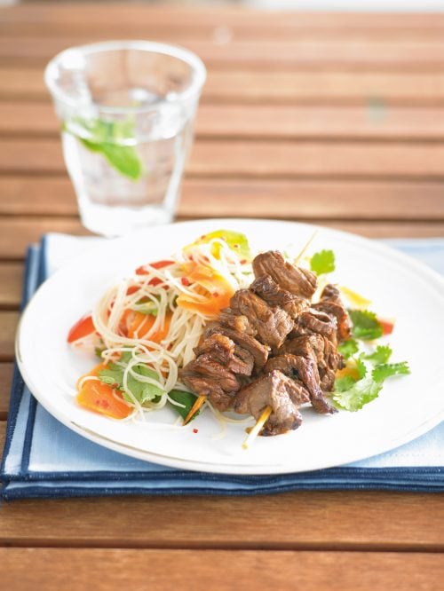 Vietnamese beef skewers with noodle salad