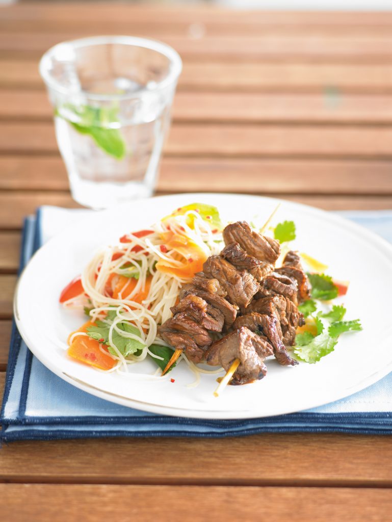 Vietnamese beef skewers with noodle salad Vietnamese beef skewers with noodle salad
