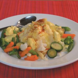 Volcano with lava (turmeric chicken with mashed potato)