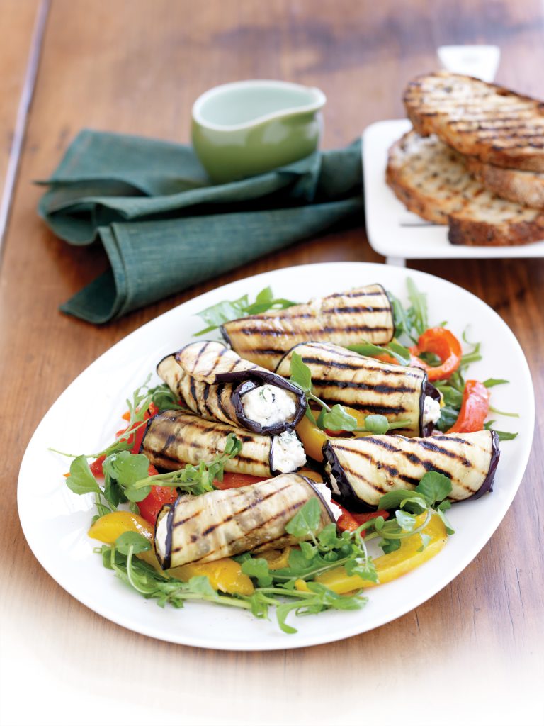 Warm eggplant rolls with herbed ricotta filling Warm eggplant rolls with herbed ricotta filling