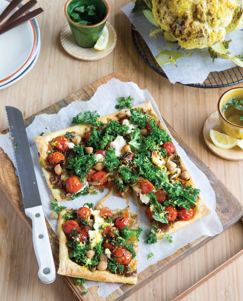 Roasted whole cauliflower with tomato, fennel and chickpea galette Roasted whole cauliflower with tomato, fennel and chickpea galette