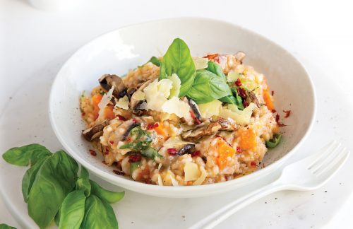 Tomato and mushroom risotto