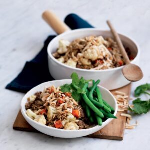 Lamb and cauliflower brown rice pilaf