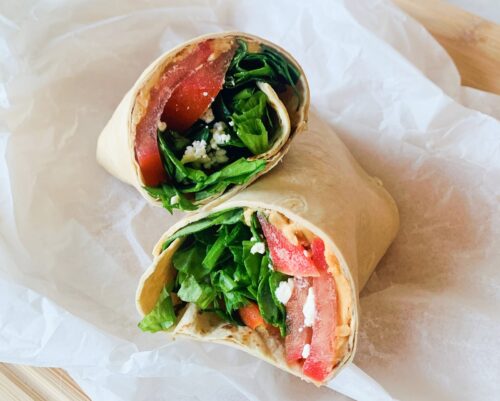 Nutty salad and feta wrap