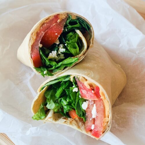 Nutty salad and feta wrap