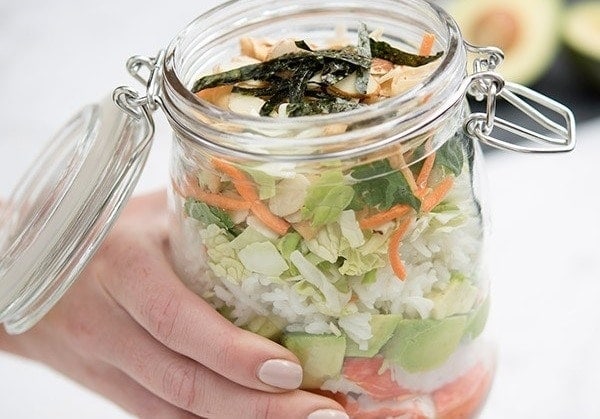 California roll with Asian chopped salad California roll with Asian chopped salad