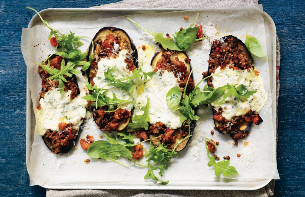 Lentil and ricotta eggplant parmigiana Lentil and ricotta eggplant parmigiana