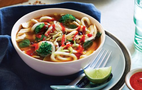 Lime and chilli chicken miso soup