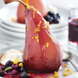 Mulled wine poached pears