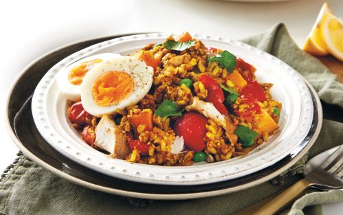 Easy kedgeree with leeks and cauliflower