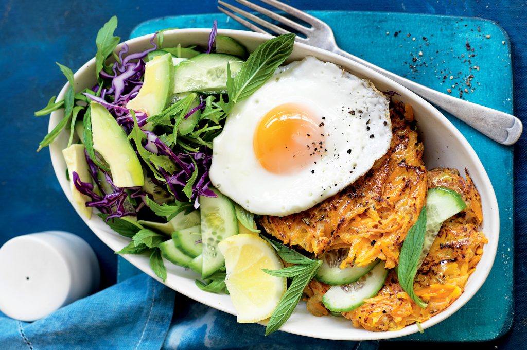 Rosemary and fennel pumpkin rosti with fried eggs Rosemary and fennel pumpkin rosti with fried eggs