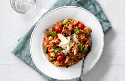 Sausage and tomato vegetarian risotto