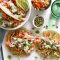 Salmon tortillas with creamy avocado salsa