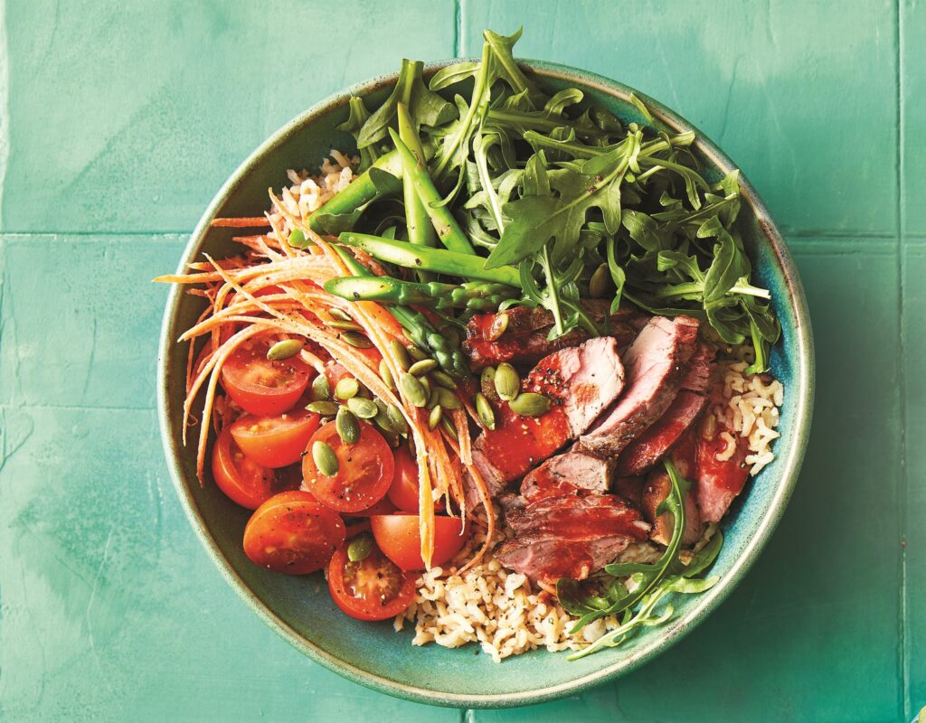 Spicy lamb lunch bowl