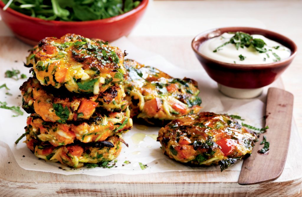 Roasted vegetable, feta and herb patties Roasted vegetable, feta and herb patties