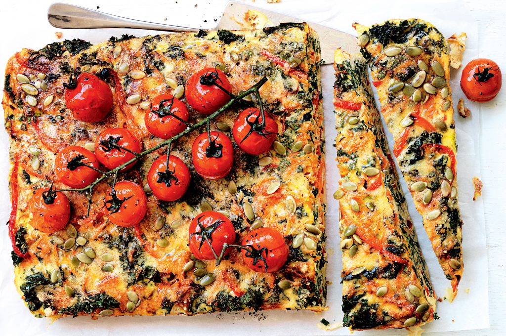 Kale, vege and pumpkin seed slice Kale, vege and pumpkin seed slice