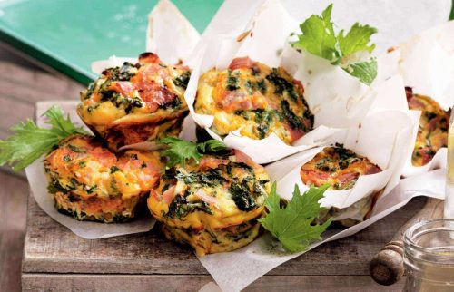 Kale, ham and ricotta mini frittatas