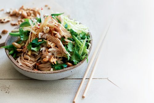 Asian-style apple slaw with poached chicken