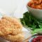 Chicken schnitzel with mashed kumara