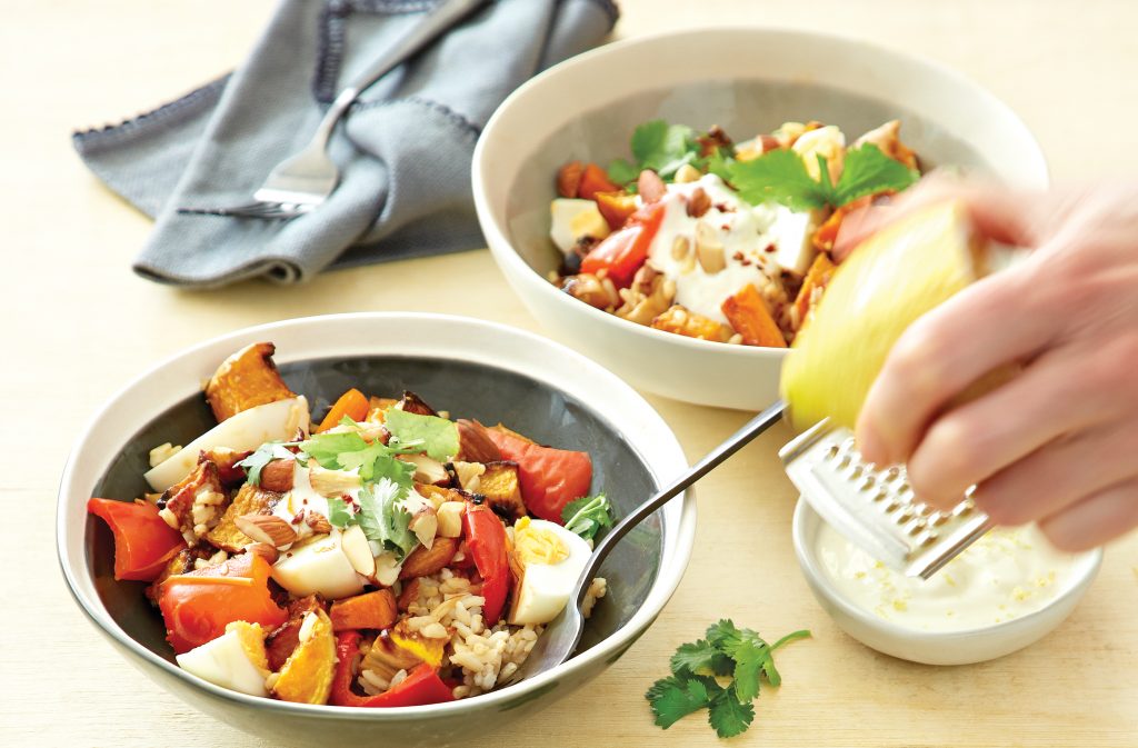 Roast vege rice salad with sweet miso dressing Roast vege rice salad with sweet miso dressing