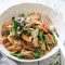 Creamy chicken, mushroom and almond pasta