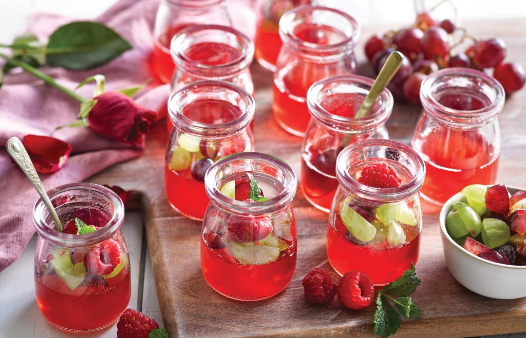 Raspberry and rose jellies