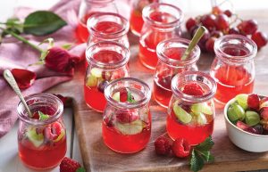 Raspberry and rose jellies