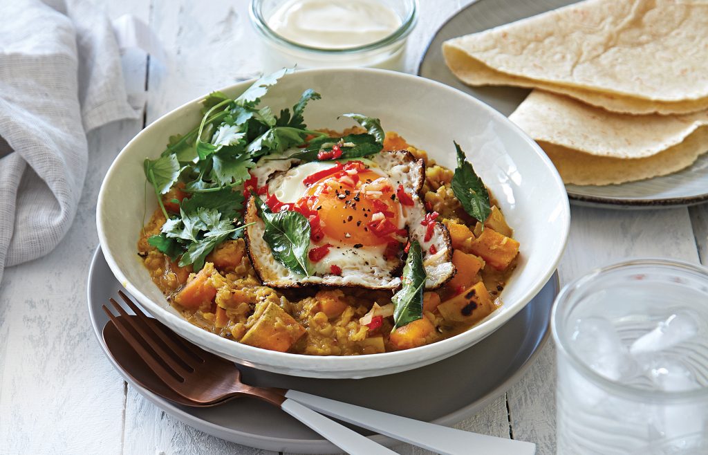 Spicy egg dhal with chilli and garlic oil