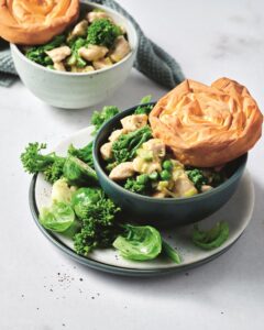 Chicken and leek filo pot pies