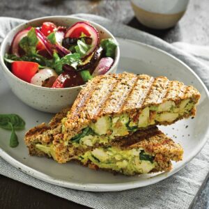 Italian chicken toasties with roast vege salad