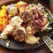 Swedish meatballs with vege mash and slaw