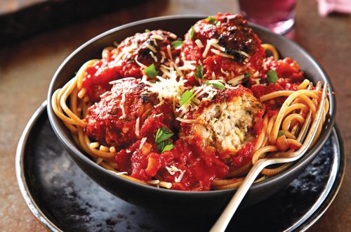Tuscan meatballs and spaghetti