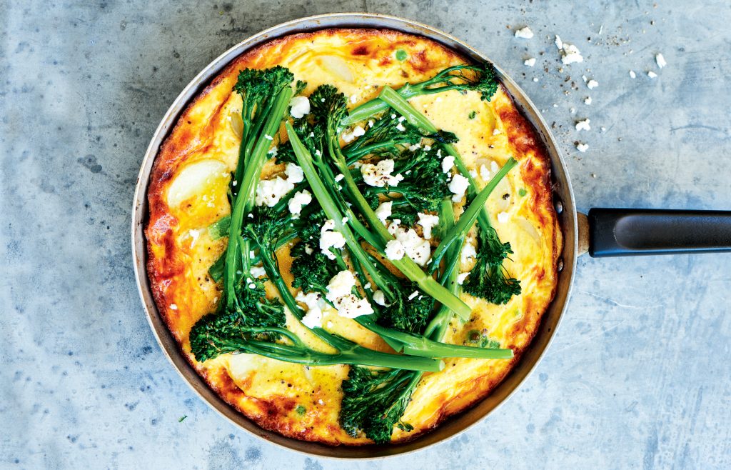 Broccolini, pea and potato frittata with goat’s cheese Broccolini, pea and potato frittata with goat’s cheese