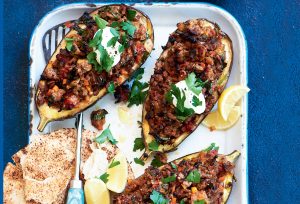 Lebanese lamb-stuffed eggplants