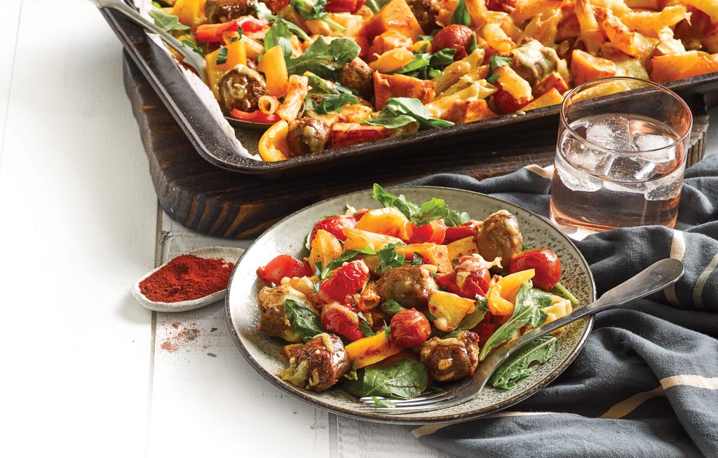 Sausage and vegie tray bake Sausage and vegie tray bake