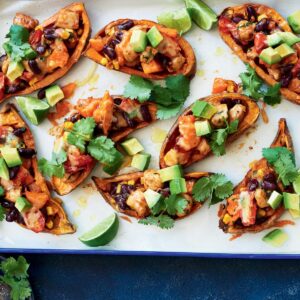 Tex-Mex chicken-stuffed kumara skins