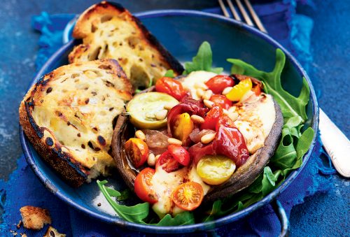 Tomato, bocconcini and prosciutto roasted stuffed mushrooms