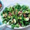 Asparagus, almond and pomegranate salad with roasted garlic dressing
