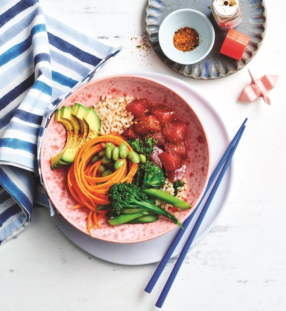 Marinated tuna and avocado bowl